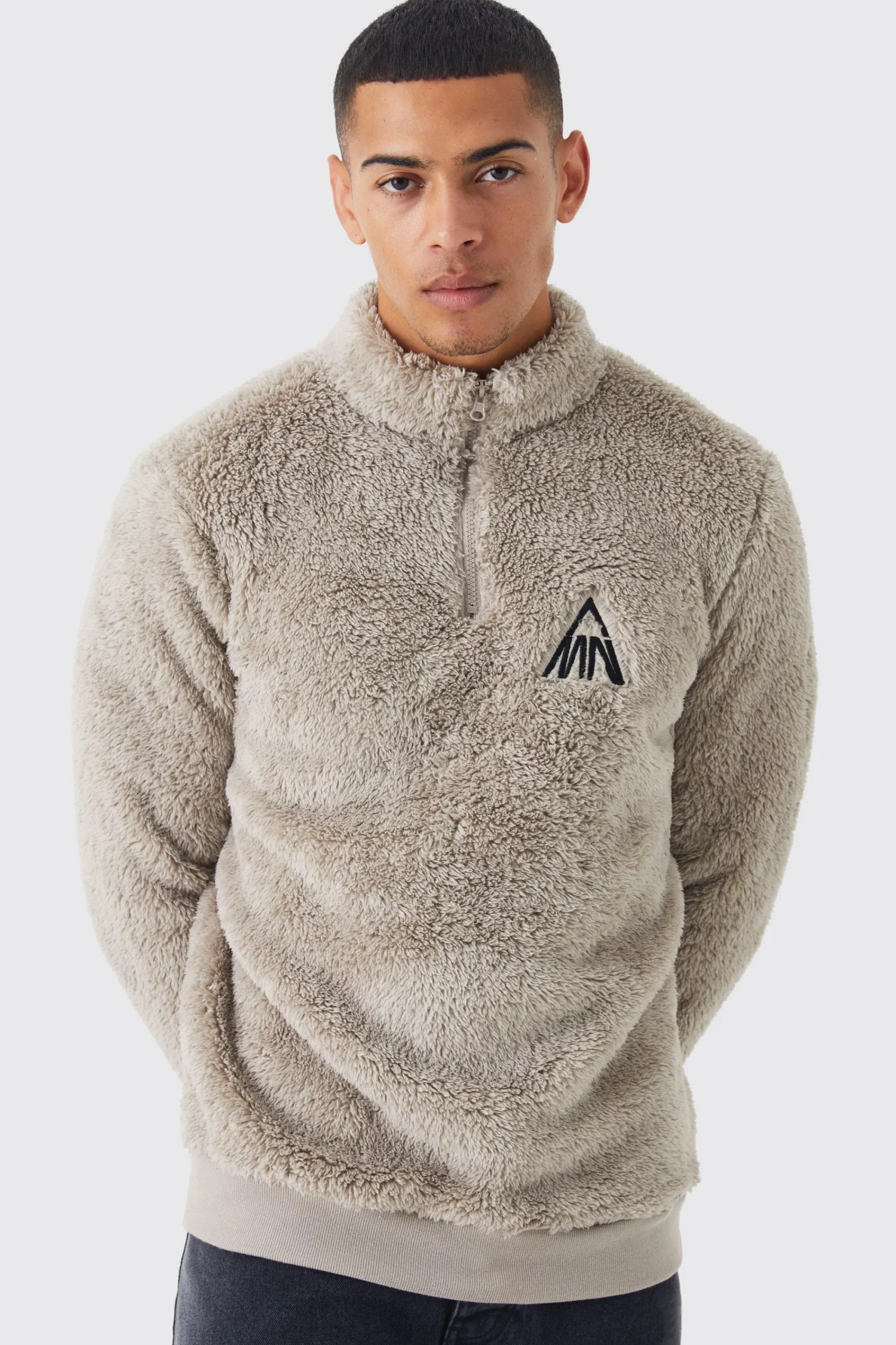 boohooMAN Borg Funnel Neck Man Embroidery Sweatshirt | UK| Hoodies & Sweatshirts