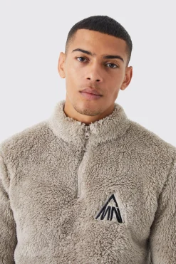 boohooMAN Borg Funnel Neck Man Embroidery Sweatshirt | UK| Hoodies & Sweatshirts