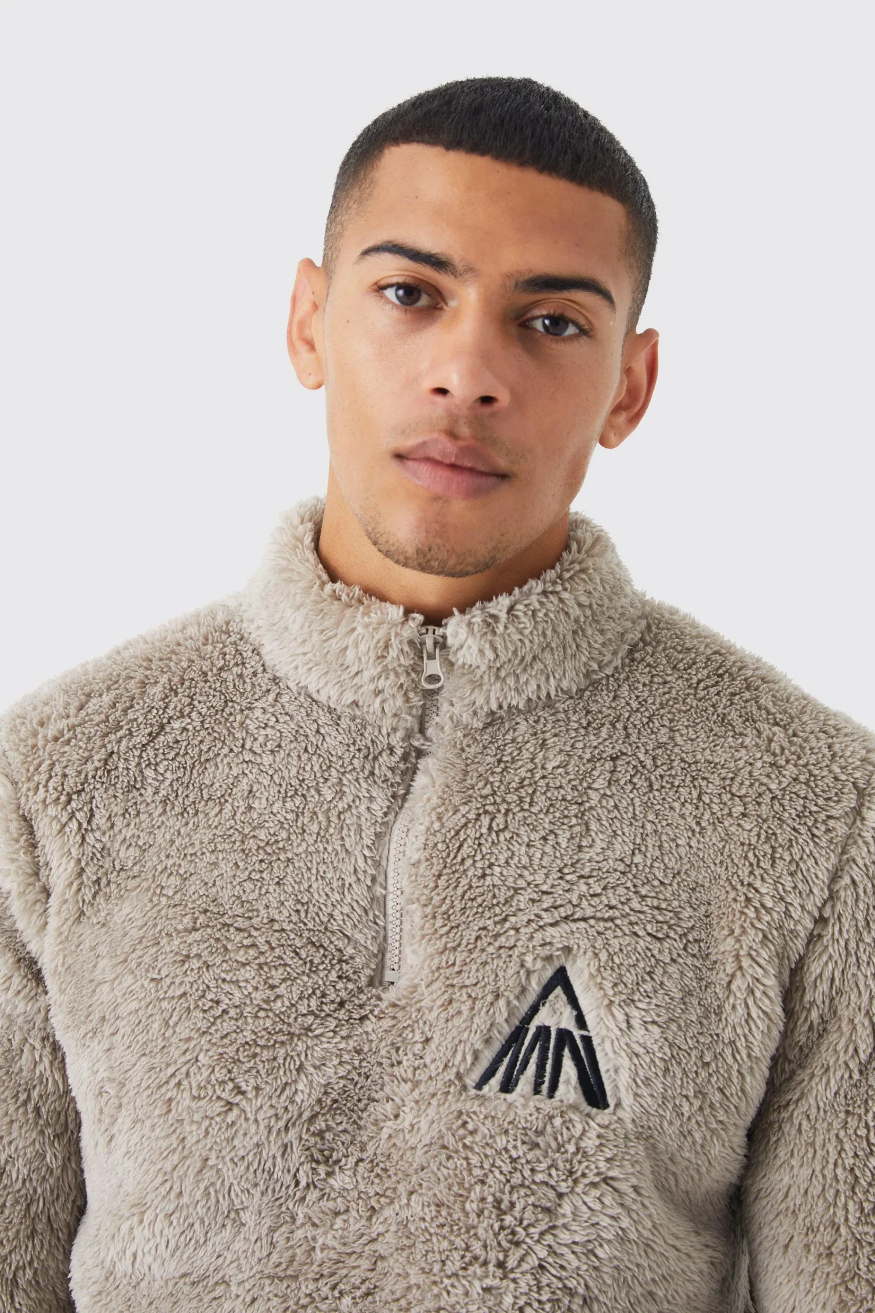 boohooMAN Borg Funnel Neck Man Embroidery Sweatshirt | UK| Hoodies & Sweatshirts