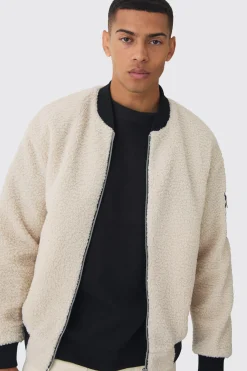 boohooMAN Borg Ma1 Bomber Jacket In | UK| Coats & Jackets