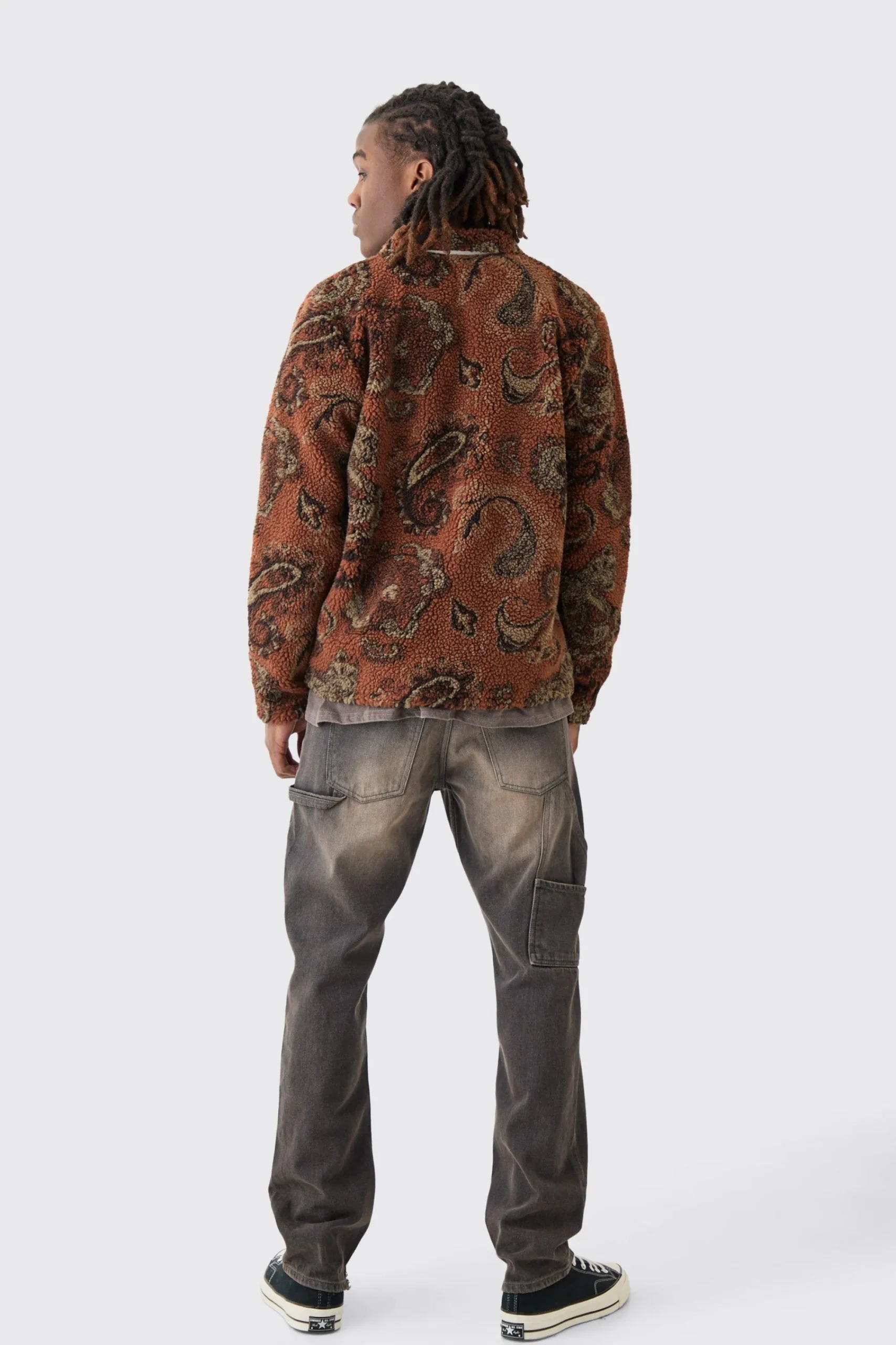 boohooMAN Borg Patch Pocket Tonal Paisley Overshirt | UK| Shirts