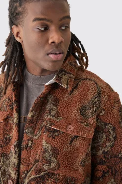 boohooMAN Borg Patch Pocket Tonal Paisley Overshirt | UK| Shirts