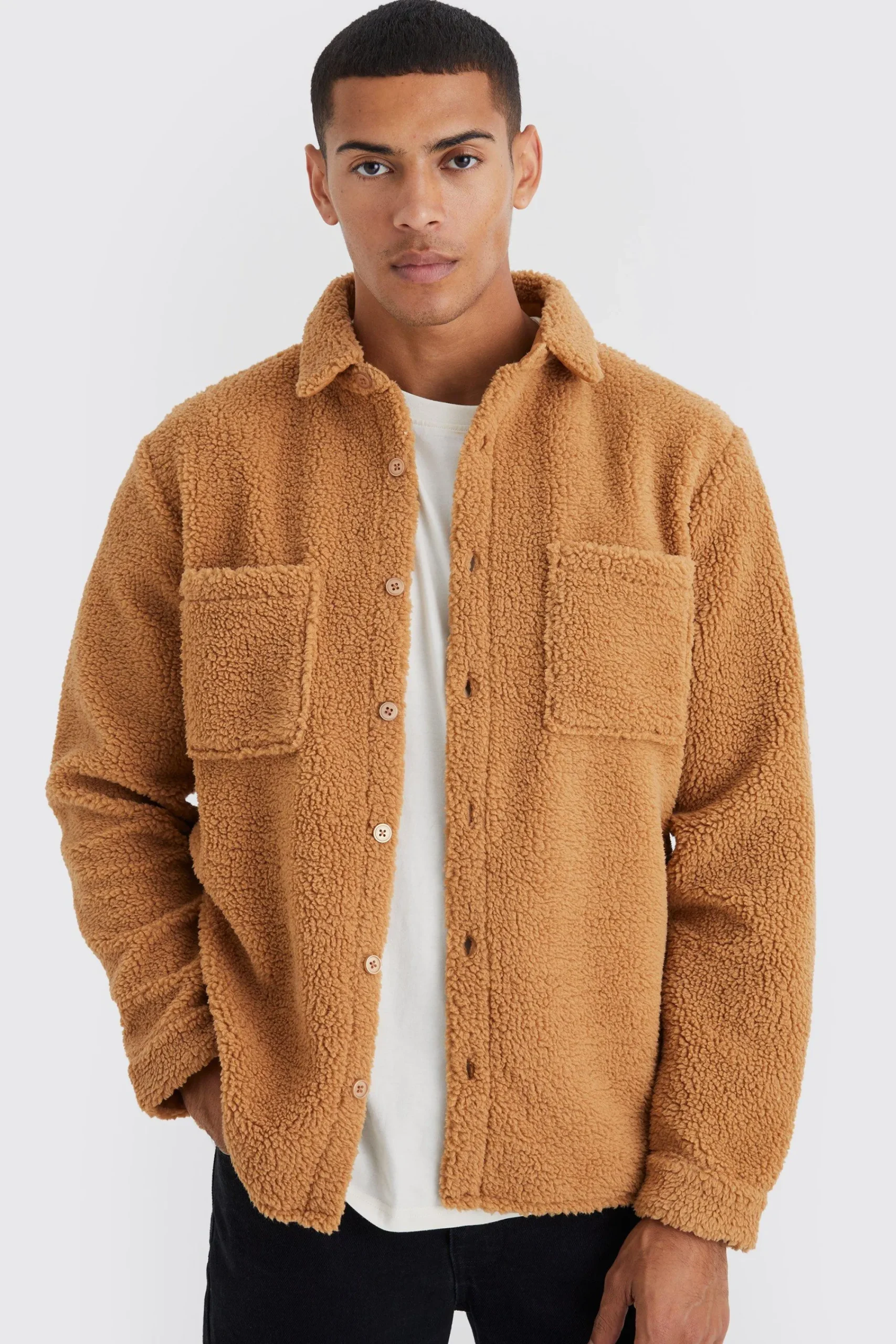 boohooMAN Borg Patch Pocket Utility Overshirt | UK| Shirts