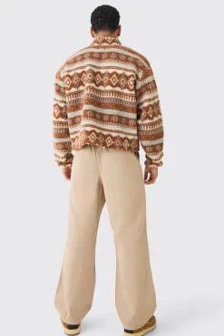 boohooMAN Borg Quarter Zip Aztec Shirt | UK| Shirts