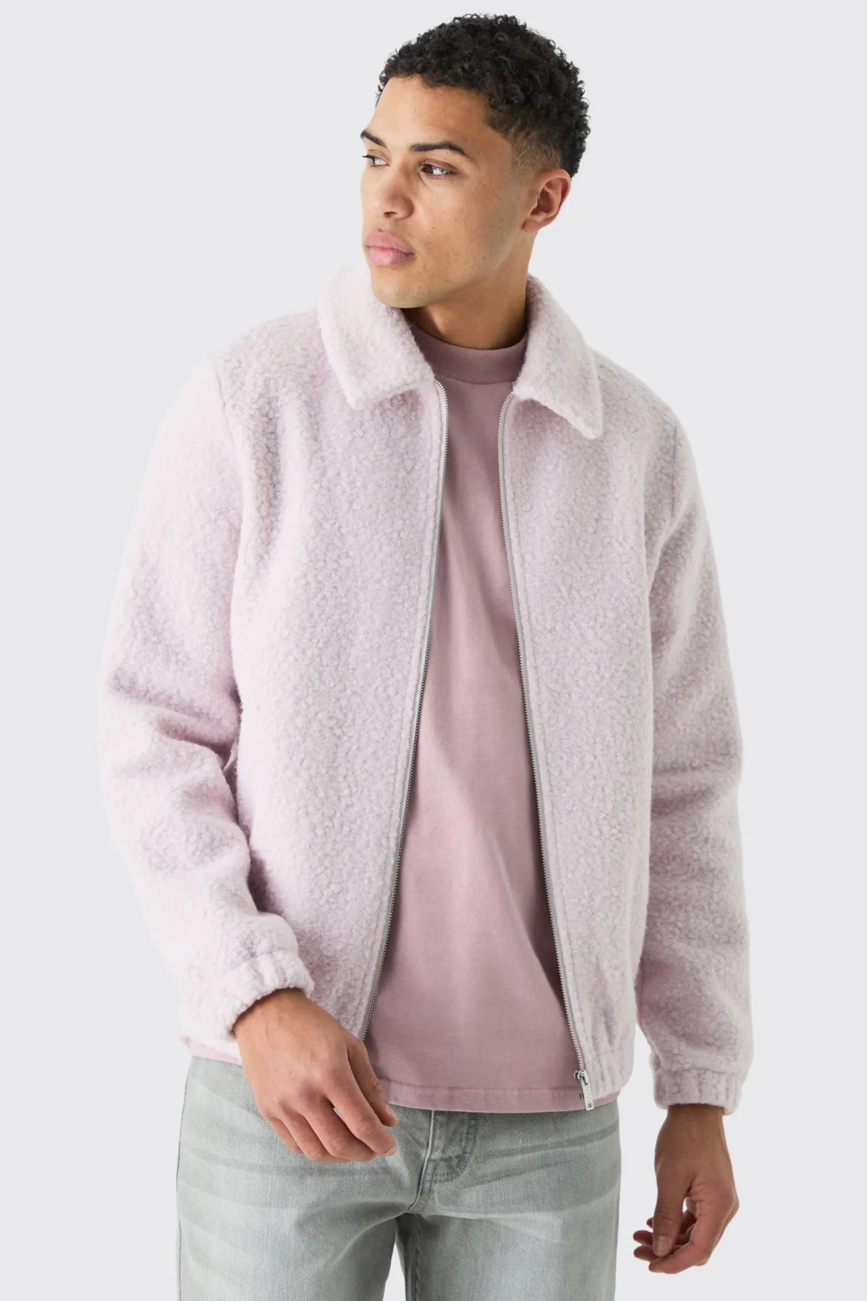 boohooMAN Boucle Borg Harrington Jacket | UK| Coats & Jackets
