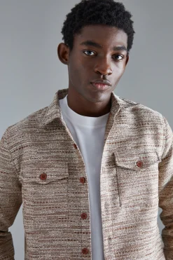 boohooMAN Boucle Heavyweight Patch Pocket Overshirt | UK| Shirts