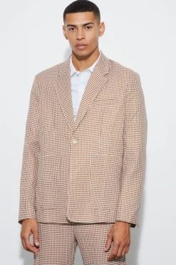 boohooMAN Boucle Houndstooth Oversized Blazer | UK| Suits & Tailoring