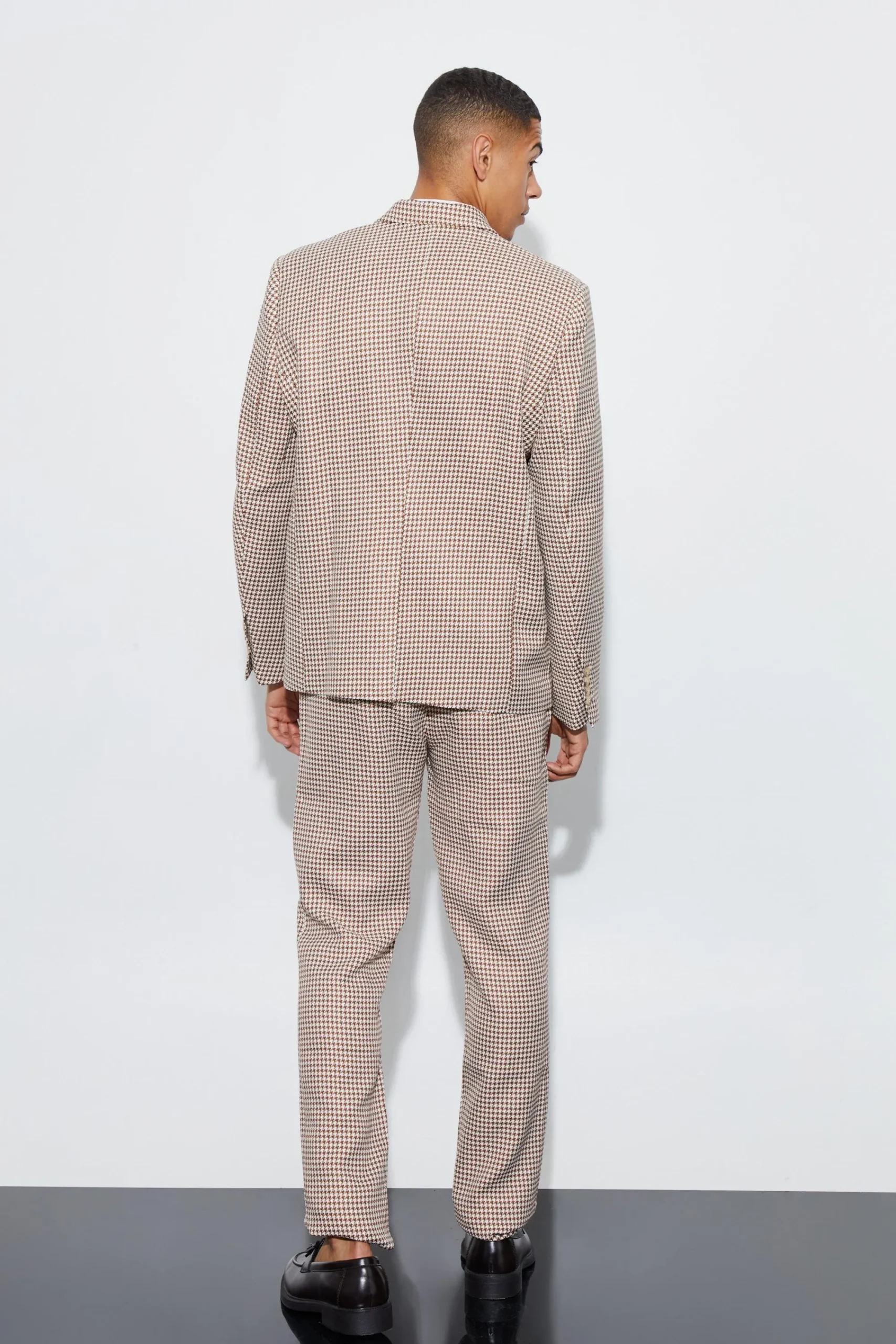 boohooMAN Boucle Houndstooth Oversized Blazer | UK| Suits & Tailoring