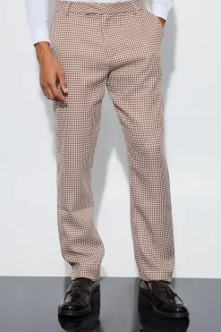 boohooMAN Boucle Houndstooth Straight Fit Trousers | UK| Suits & Tailoring