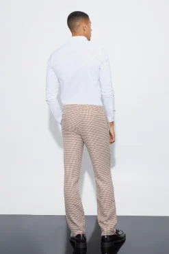 boohooMAN Boucle Houndstooth Straight Fit Trousers | UK| Suits & Tailoring