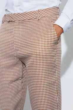 boohooMAN Boucle Houndstooth Straight Fit Trousers | UK| Suits & Tailoring