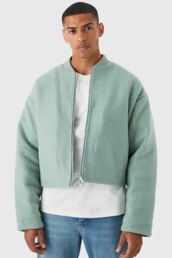 boohooMAN Boucle Textured Padded Bomber | UK| Coats & Jackets
