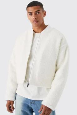 boohooMAN Boucle Textured Padded Bomber | UK| Coats & Jackets