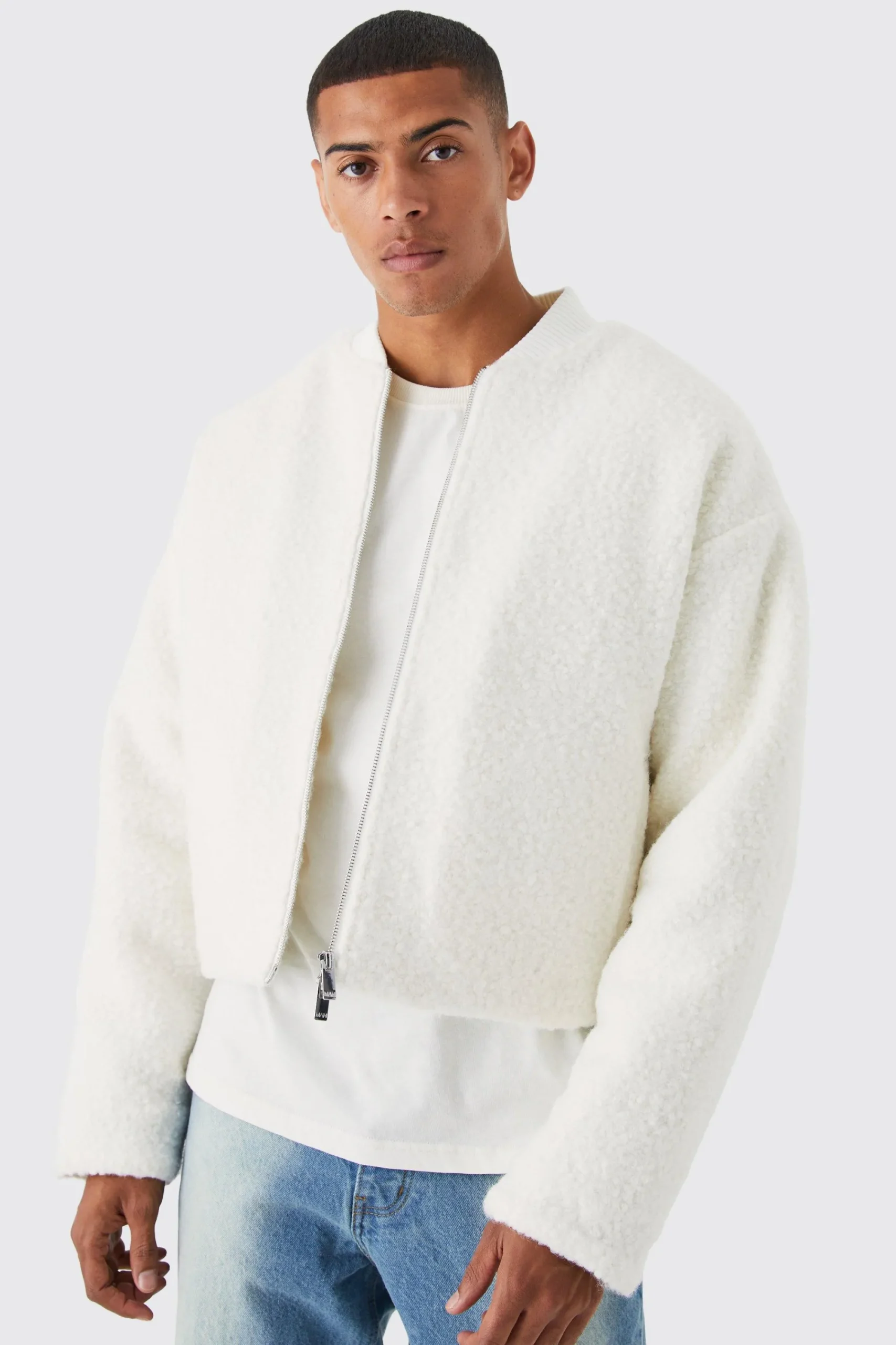 boohooMAN Boucle Textured Padded Bomber | UK| Coats & Jackets