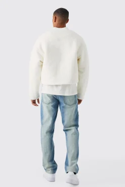 boohooMAN Boucle Textured Padded Bomber | UK| Coats & Jackets