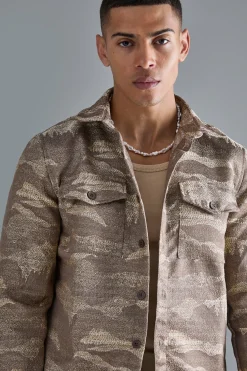 boohooMAN Boucle Tonal Camo Patch Pocket Overshirt | UK| Shirts