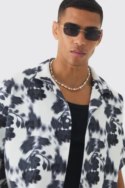 boohooMAN Boxy Abstract Floral Printed Pleated Shirt & Short | UK| Sets & Co-Ords