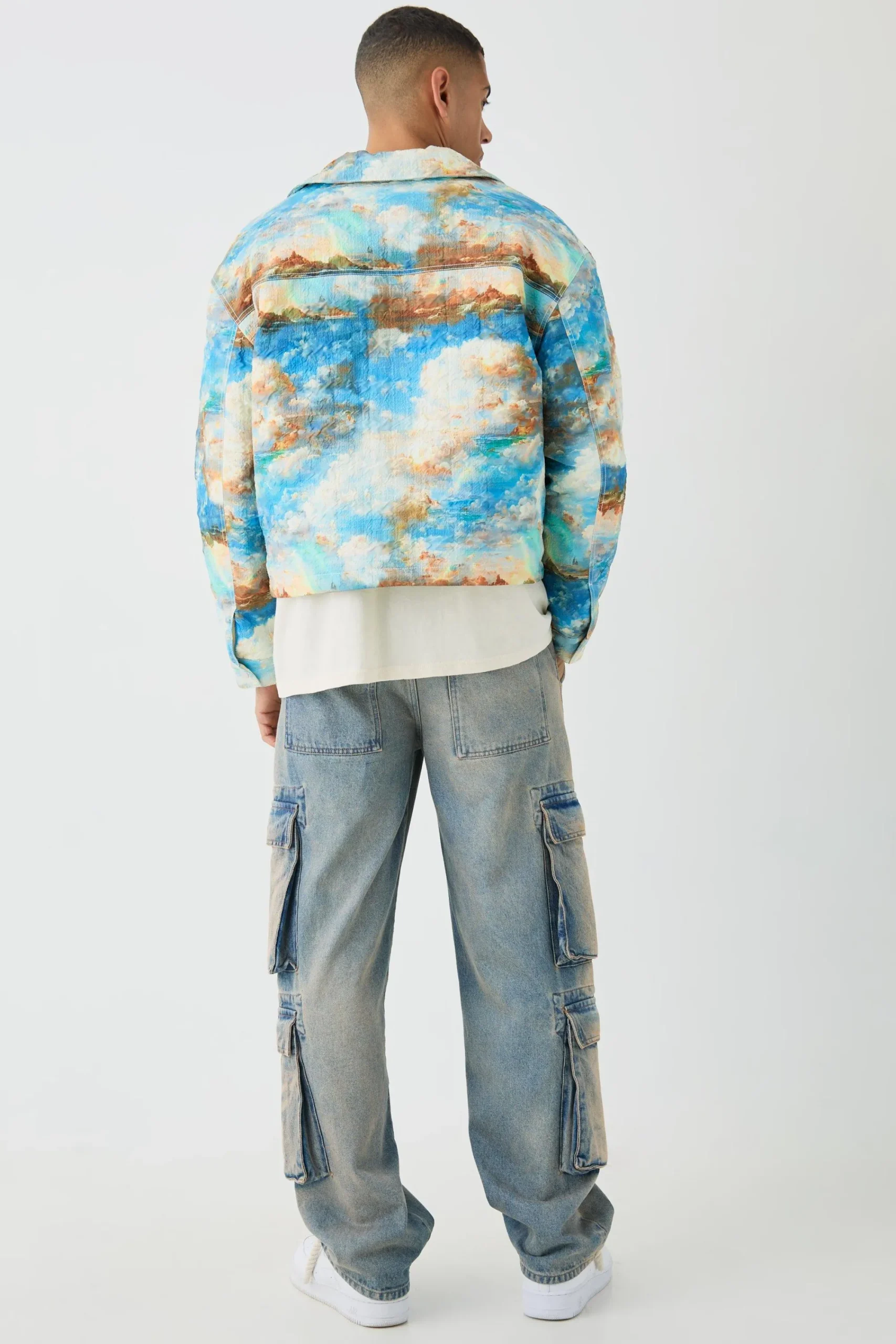 boohooMAN Boxy Abstract Print Harrington Jacket In | UK| Coats & Jackets