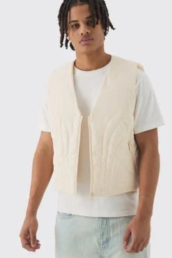 boohooMAN Boxy Abstract Quilted Gilet In | UK| Coats & Jackets