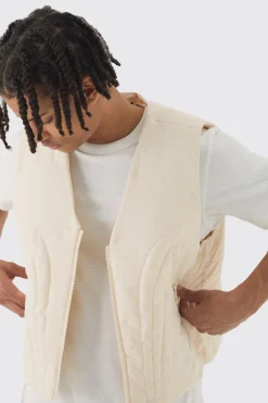 boohooMAN Boxy Abstract Quilted Gilet In | UK| Coats & Jackets