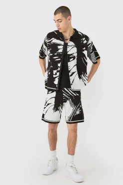 boohooMAN Boxy Abstract Shirt And Short Set | UK| Shirts|Tracksuits
