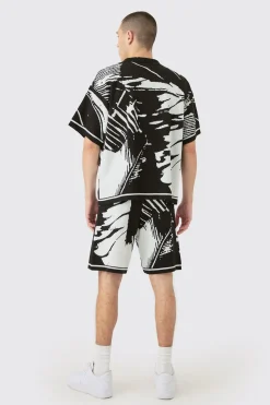 boohooMAN Boxy Abstract Shirt And Short Set | UK| Shirts|Tracksuits