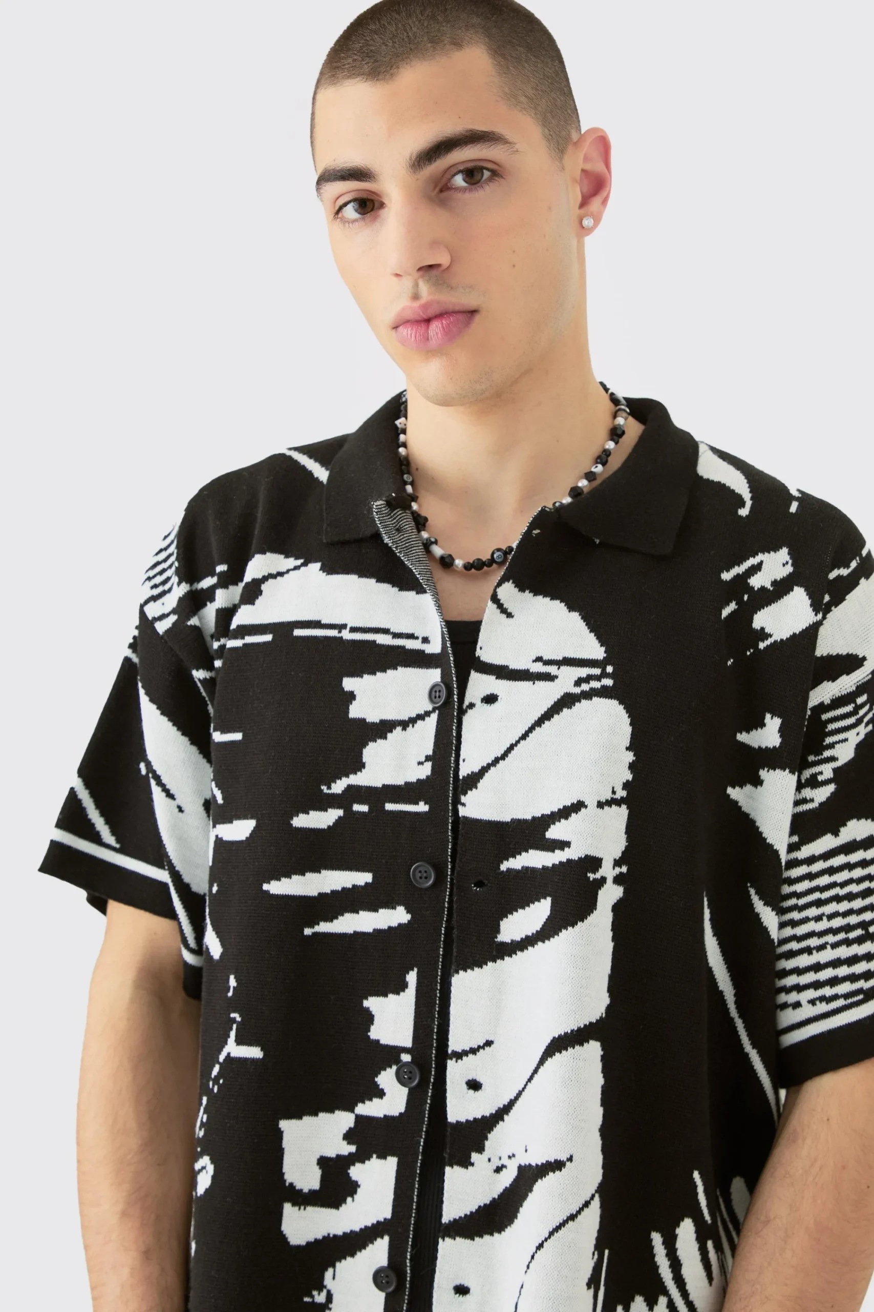 boohooMAN Boxy Abstract Shirt And Short Set | UK| Shirts|Tracksuits