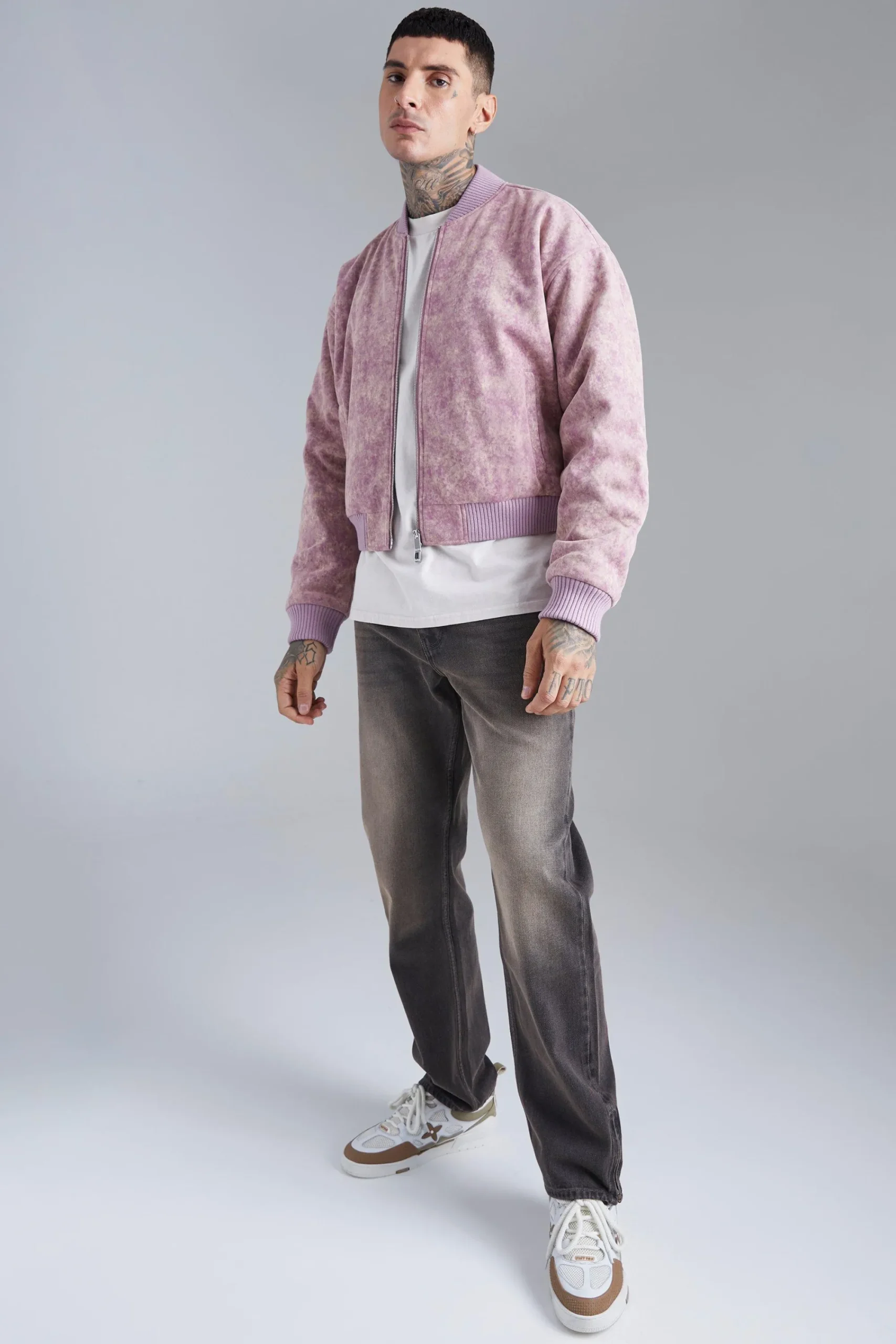 boohooMAN Boxy Acid Wash Bomber | UK| Coats & Jackets