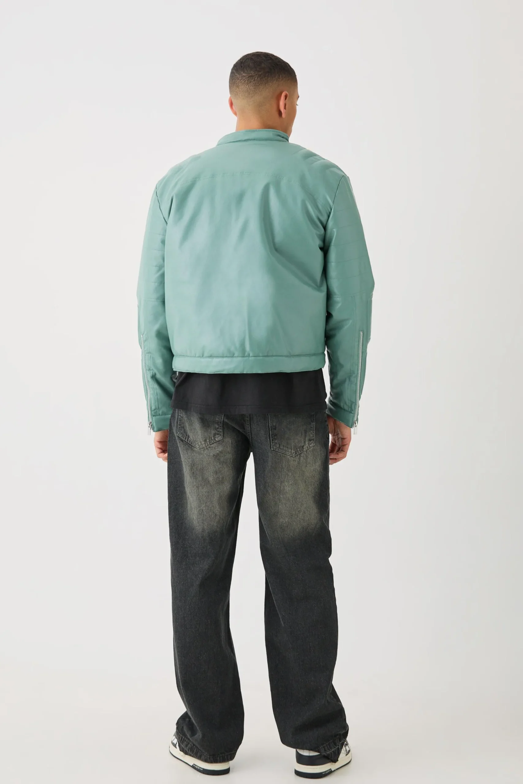 boohooMAN Boxy BHM Tonal Pu Moto Jacket In | UK| Coats & Jackets