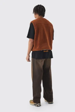 boohooMAN Boxy Borg Pocket Detail Gilet In | UK| Coats & Jackets