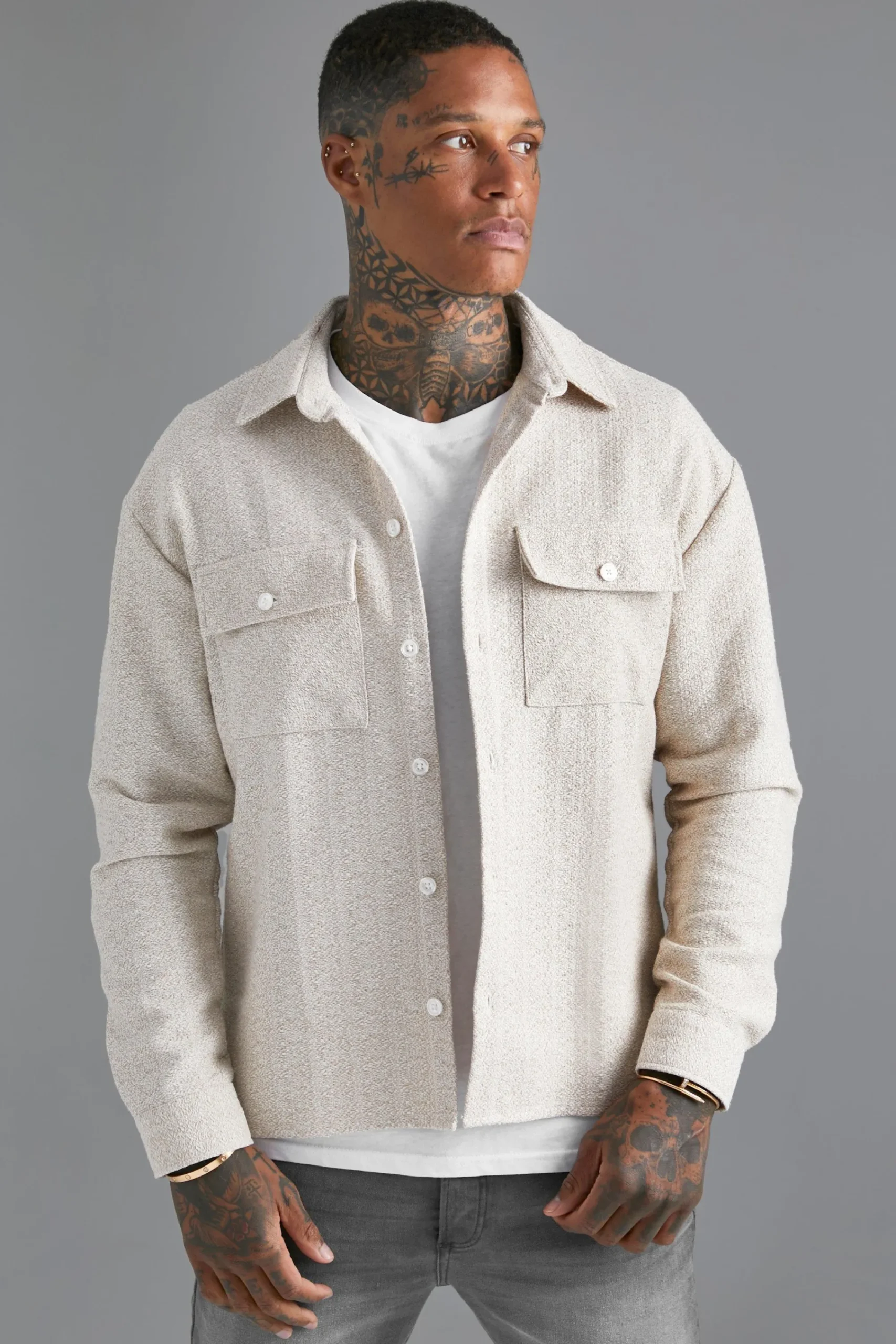 boohooMAN Boxy Boucle Heavyweight Overshirt | UK| Shirts