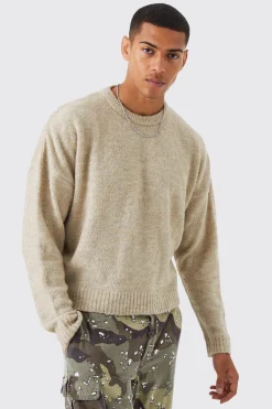 boohooMAN Boxy Boucle Knit Extended Neck Jumper | UK| Knitwear