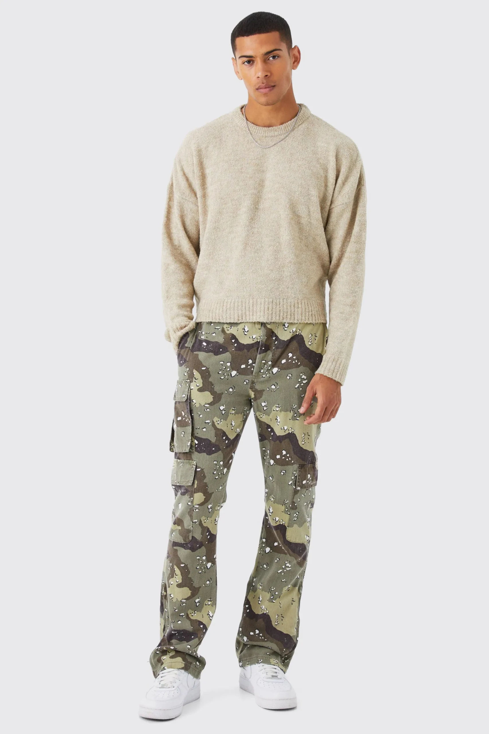 boohooMAN Boxy Boucle Knit Extended Neck Jumper | UK| Knitwear