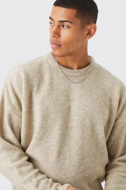 boohooMAN Boxy Boucle Knit Extended Neck Jumper | UK| Knitwear