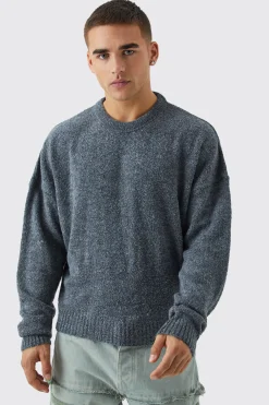 boohooMAN Boxy Boucle Knit Extended Neck Jumper | UK| Knitwear