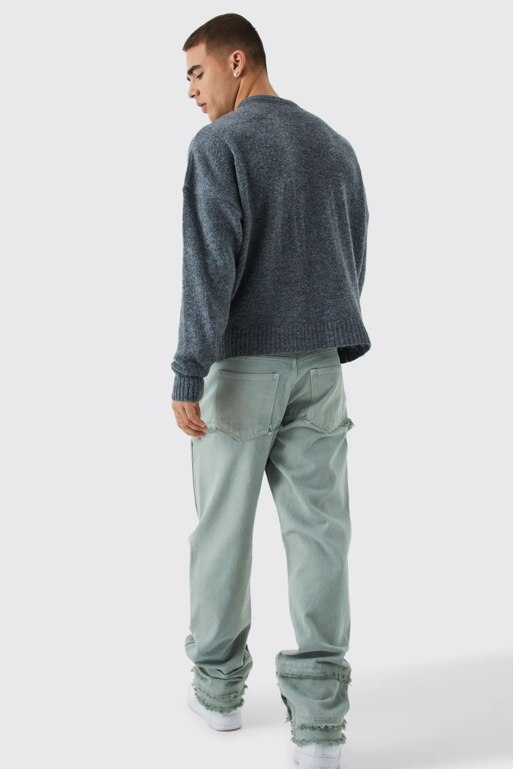 boohooMAN Boxy Boucle Knit Extended Neck Jumper | UK| Knitwear