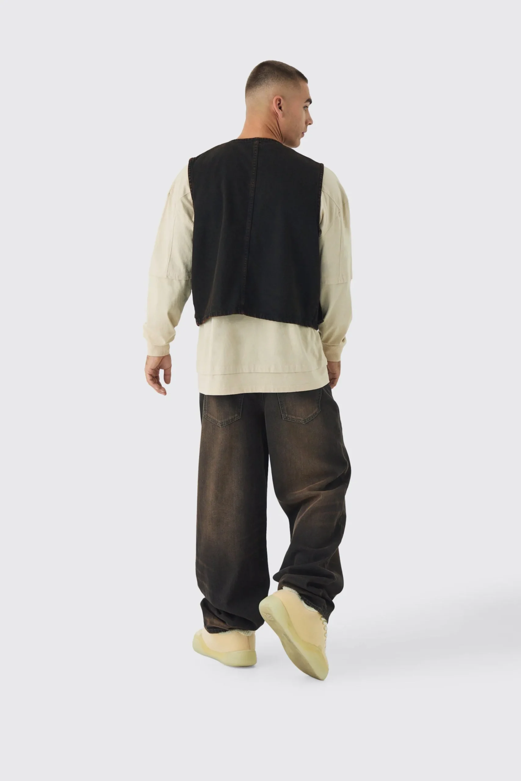 boohooMAN Boxy Tinted Denim Utility Vest | UK| Sets & Co-Ords|Coats & Jackets