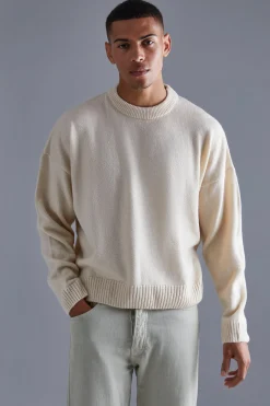 boohooMAN Boxy Brushed Extended Neck Knitted Jumper | UK| Knitwear