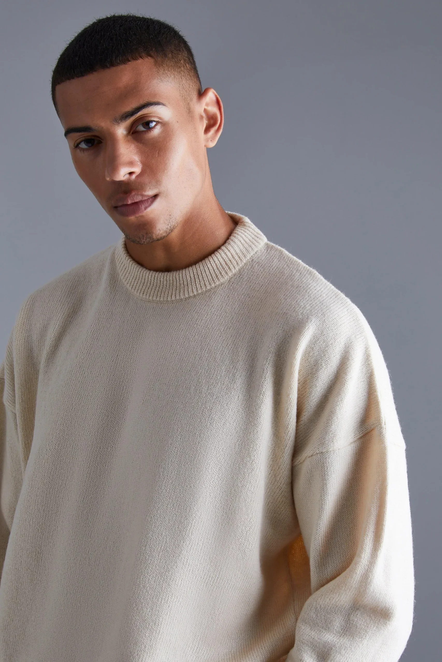 boohooMAN Boxy Brushed Extended Neck Knitted Jumper | UK| Knitwear