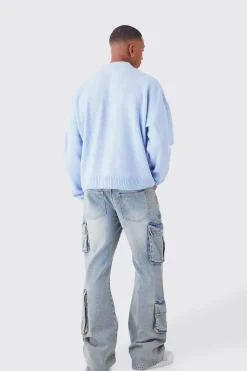 boohooMAN Boxy Brushed Extended Neck Knitted Jumper | UK| Knitwear