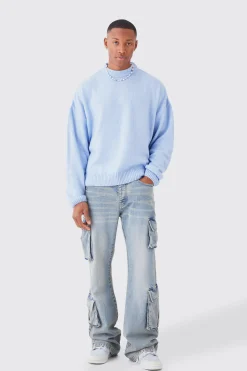 boohooMAN Boxy Brushed Extended Neck Knitted Jumper | UK| Knitwear