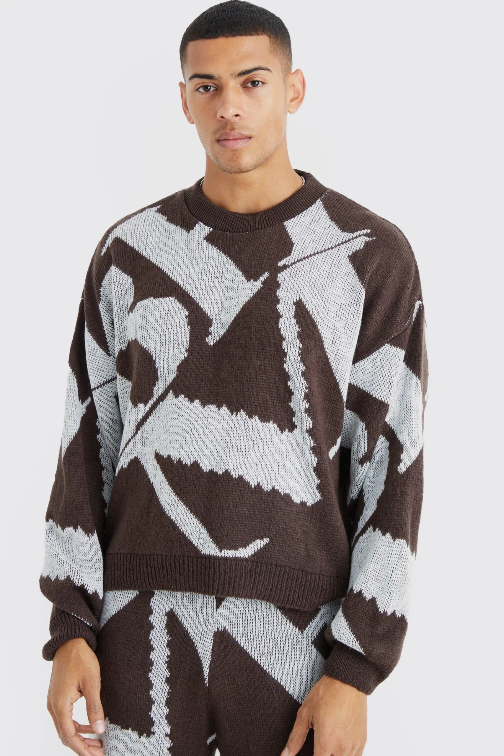 boohooMAN Boxy Brushed Jacquard Knitted Jumper | UK| Knitwear