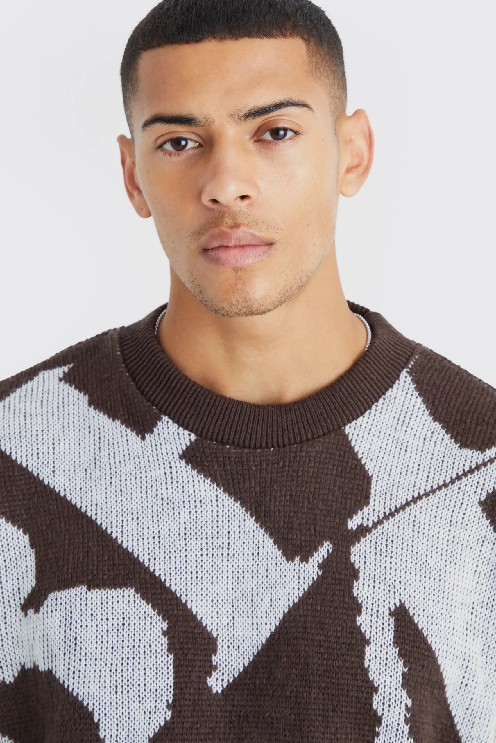 boohooMAN Boxy Brushed Jacquard Knitted Jumper | UK| Knitwear