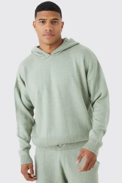 boohooMAN Boxy Brushed Knitted Hoodie | UK| Knitwear