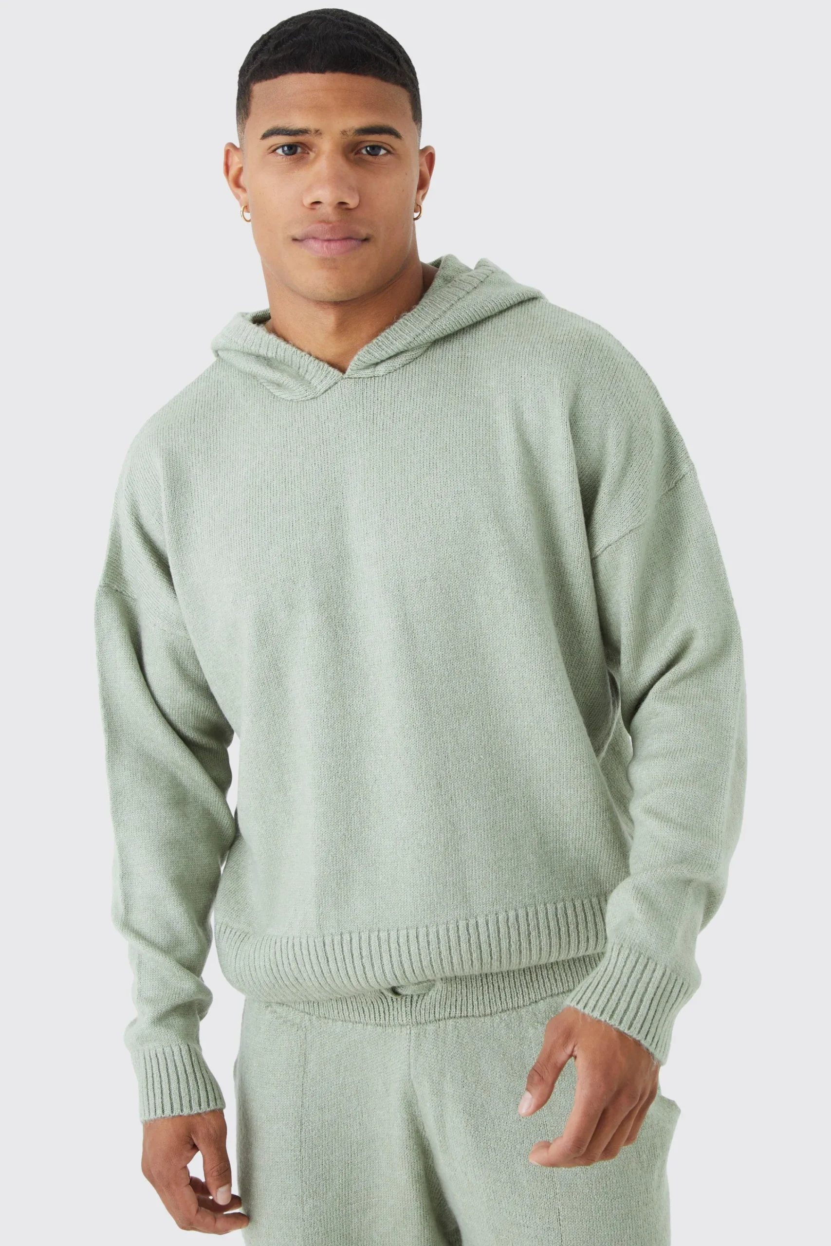 boohooMAN Boxy Brushed Knitted Hoodie | UK| Knitwear