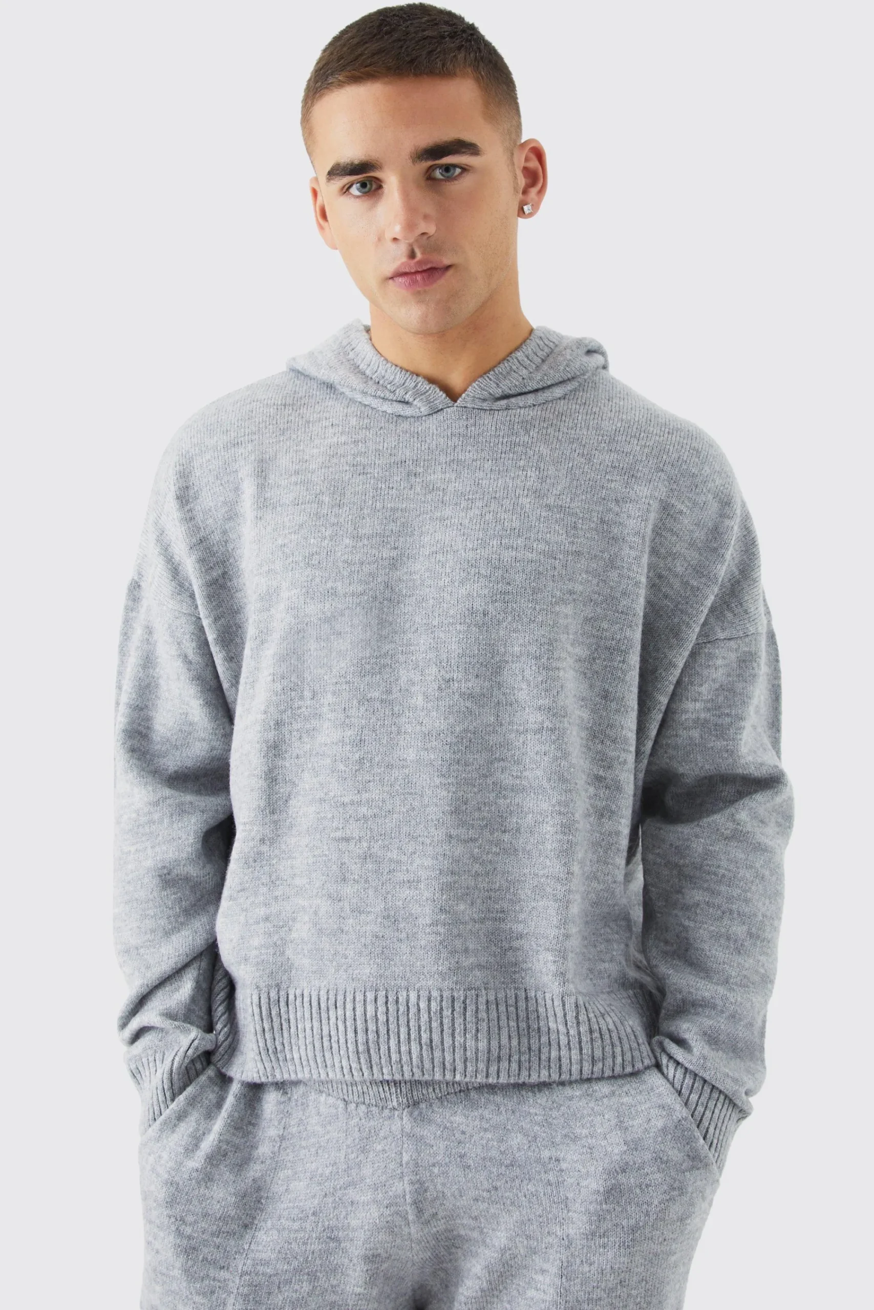 boohooMAN Boxy Brushed Knitted Hoodie | UK| Knitwear