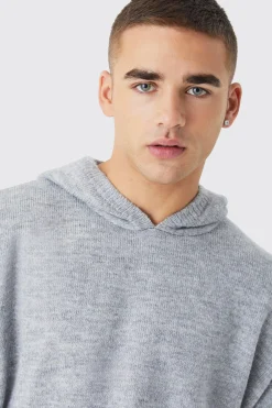 boohooMAN Boxy Brushed Knitted Hoodie | UK| Knitwear