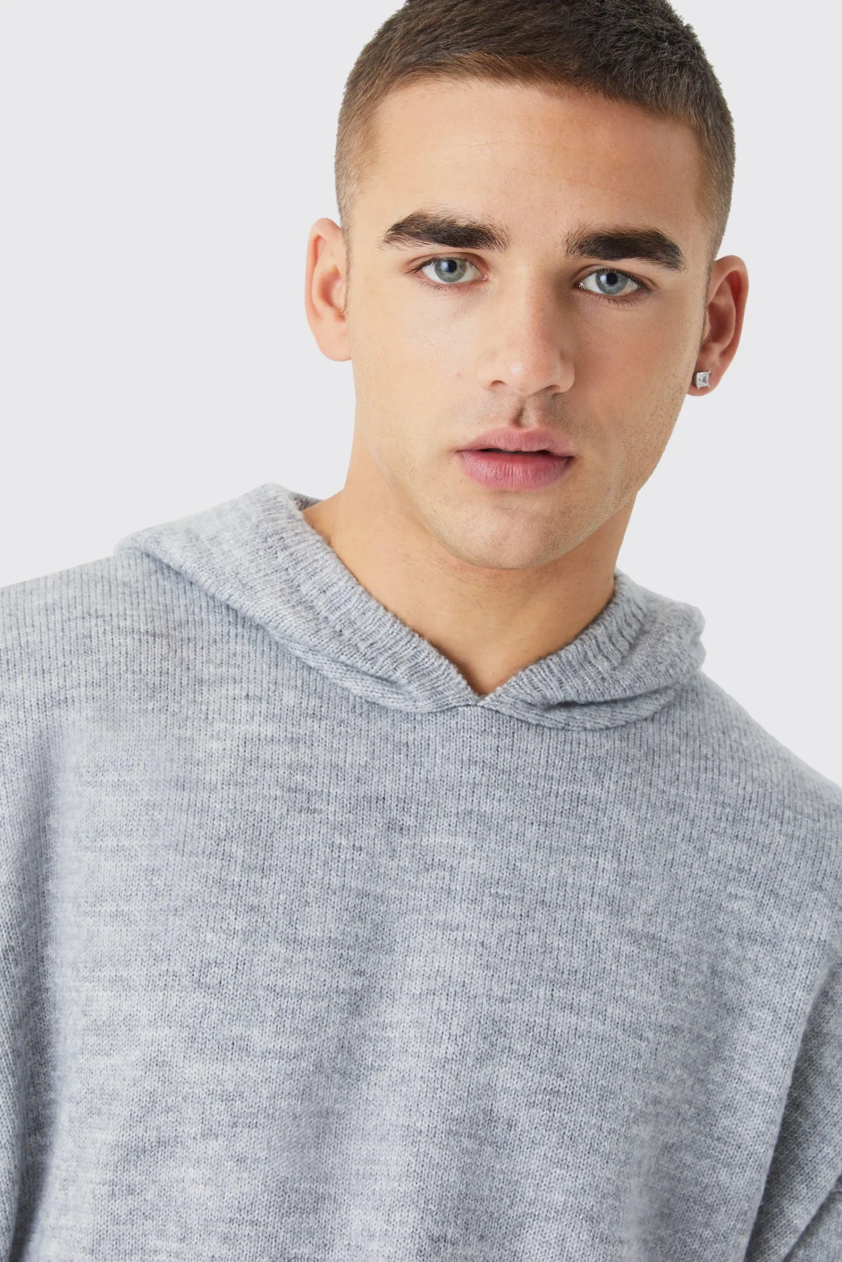 boohooMAN Boxy Brushed Knitted Hoodie | UK| Knitwear