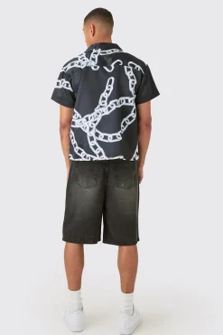 boohooMAN Boxy Chain Satin Shirt | UK| Shirts