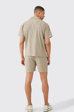 boohooMAN Boxy Check Paisley Embroidered Shirt And Short | UK| Sets & Co-Ords